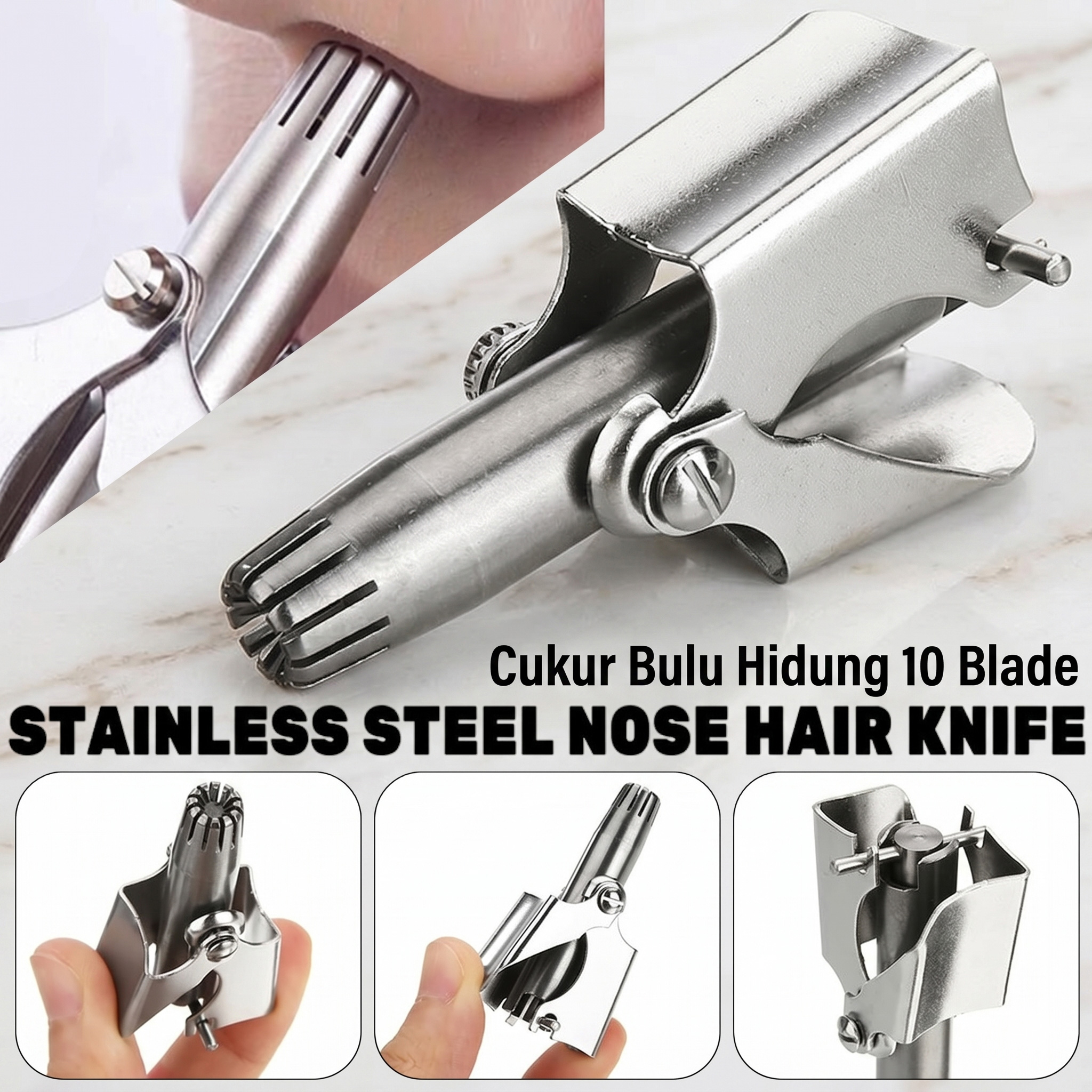Biutte.co Pencukur Bulu Hidung Stainless Nose Hair Trimmer 10 Blade - PMX01 Gambar produk Biutte.co Pencukur Bulu Hidung Stainless Nose Hair Trimmer 10 Blade - PMX01 - Utama