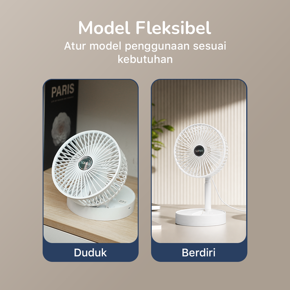 SUPER Kipas Angin Meja Portable Desk Fan USB 6.5 Inch 4.5W - A8 Gambar produk SUPER Kipas Angin Meja Portable Desk Fan USB 6.5 Inch 4.5W - A8 - 2