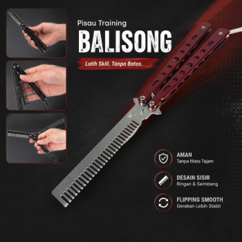 Gambar produk KNIFEZER Pisau Lipat Sisir Besi Butterfly Balisong Training Knife - LF-989