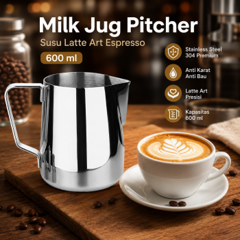 One Two Cups Milk Jug Pitcher Susu Latte Art Espresso Stainless Steel - DR-360