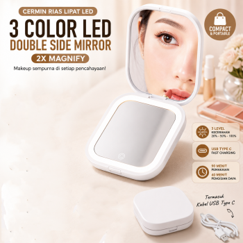 JINGZI Cermin Rias LED Lipat Double Side Mirror 2X Magnify Adjustable - JZ2