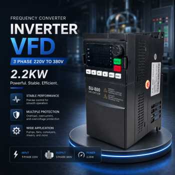 SUSWE Frequency Converter Inverter VFD 3 Phase 220V to 380V 2.2KW - SU800-2R2G1