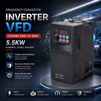 SUSWE Frequency Converter Inverter VFD 3 Phase 220V to 380V 5.5KW - SU600A-5R5G1-B