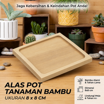 WITUSE Alas Tatakan Pot Tanaman Gelas Minimalis Bamboo Tray Persegi - EQF301