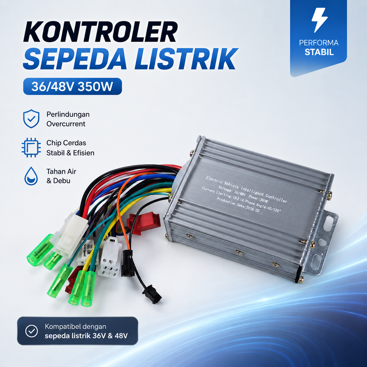 Gambar produk BAFANG Kontroler Sepeda Listrik Motor Controller 6 Tube 36/48V 350W - BF-636 - Utama