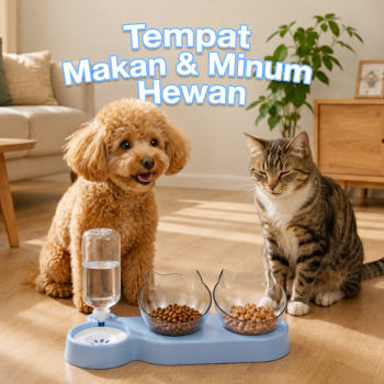LINQOR Tempat Makan Minum Hewan Pet Feeders Elevated Feeding Drinking - L4 - Blue