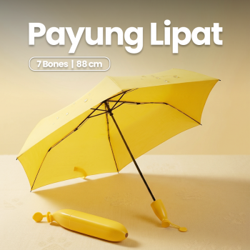 Gambar produk UM-BANANA Payung Lipat Buka Tutup Manual Desain Pisang Umbrella 88cm - UME0007