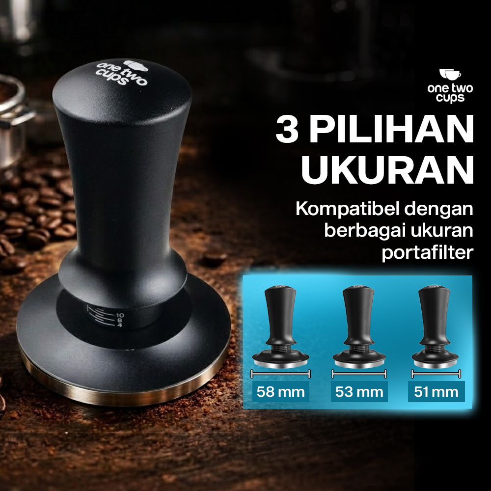 One Two Cups Tamper Kopi Espresso Barista Threaded Base Stainless 304 58mm - JN-24 Gambar produk One Two Cups Tamper Kopi Espresso Barista Threaded Base Stainless 304 58mm - JN-24 - 5