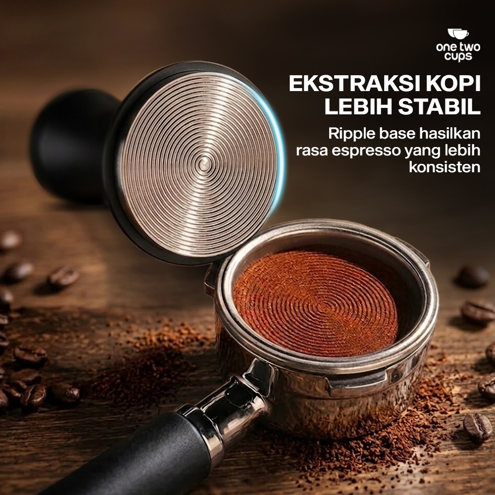 One Two Cups Tamper Kopi Espresso Barista Threaded Base Stainless 304 58mm - JN-24 Gambar produk One Two Cups Tamper Kopi Espresso Barista Threaded Base Stainless 304 58mm - JN-24 - 1