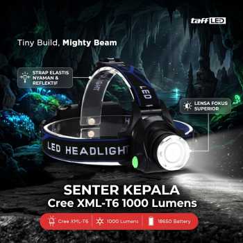 Gambar produk TaffLED Senter Kepala High Power Headlamp Cree XML-T6 1000 Lumens - HE60