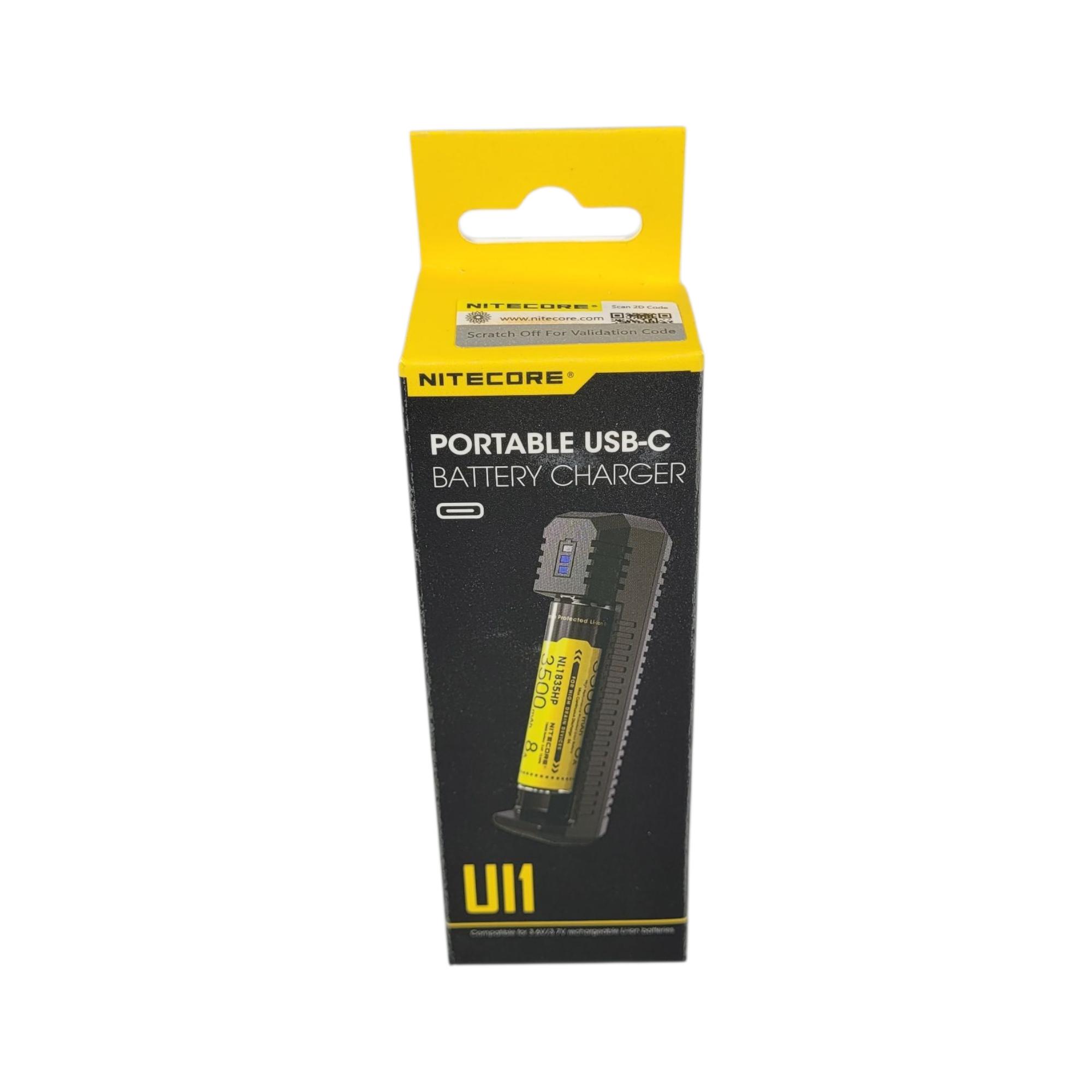 Gambar produk NITECORE Charger Baterai 1 Slot 18650 21700 Li-Ion IMR with LED Light - UI1 - Kemasan