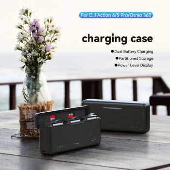 TELESIN Charging Case 3 Slot for DJI Osmo Action 5 Pro/6/Osmo 360 - S0-BCG-34-TDJ