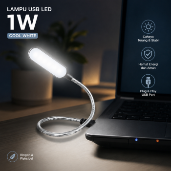 Gambar produk TaffLED Lampu Baca Mini LED Reading Lamp Flexible USB Plug 5V 1W Cool White - FM105