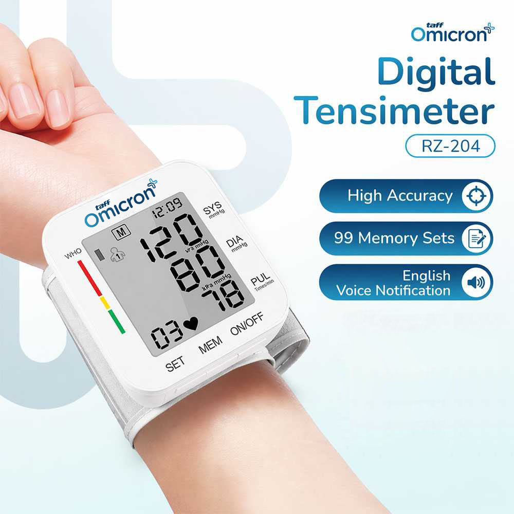 TaffOmicron Tensimeter Digital Pengukur Tekanan Darah Wrist Monitor Bahasa Inggris - RZ-204 Gambar produk TaffOmicron Tensimeter Digital Pengukur Tekanan Darah Wrist Monitor Bahasa Inggris - RZ-204 - Utama