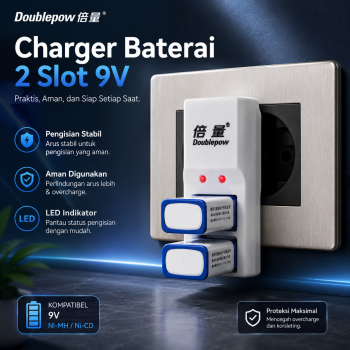 Doublepow Charger Baterai 2 Slot 9V Ni-MH with LED - DP-B09