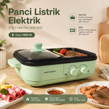 Gambar produk TaffHOME Panci Listrik Electric Hotpot BBQ Grill 2in1 Non Stick 1300W - DYG-05