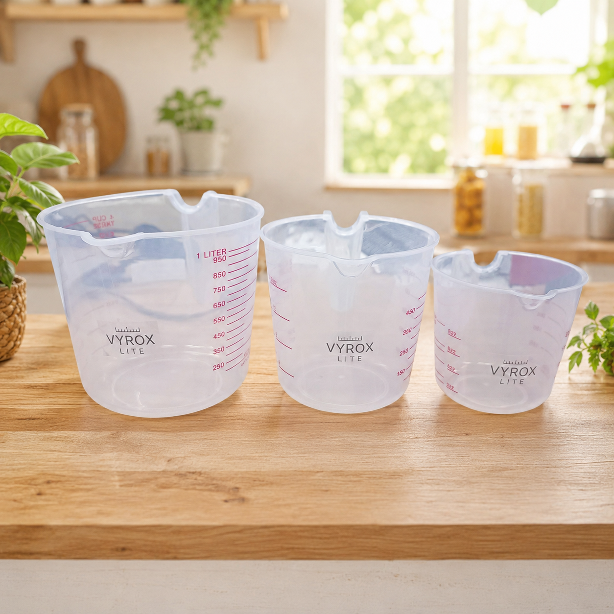 VYROX Gelas Ukur Takaran Plastik Measuring Cup OZ 250ml/500ml/1L 3 PCS - BS31 Gambar produk VYROX Gelas Ukur Takaran Plastik Measuring Cup OZ 250ml/500ml/1L 3 PCS - BS31 - 1