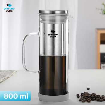 One Two Cups Teko Kopi Kaca Saringan Tahan Panas Cold Brew Maker 800ml - OD-10