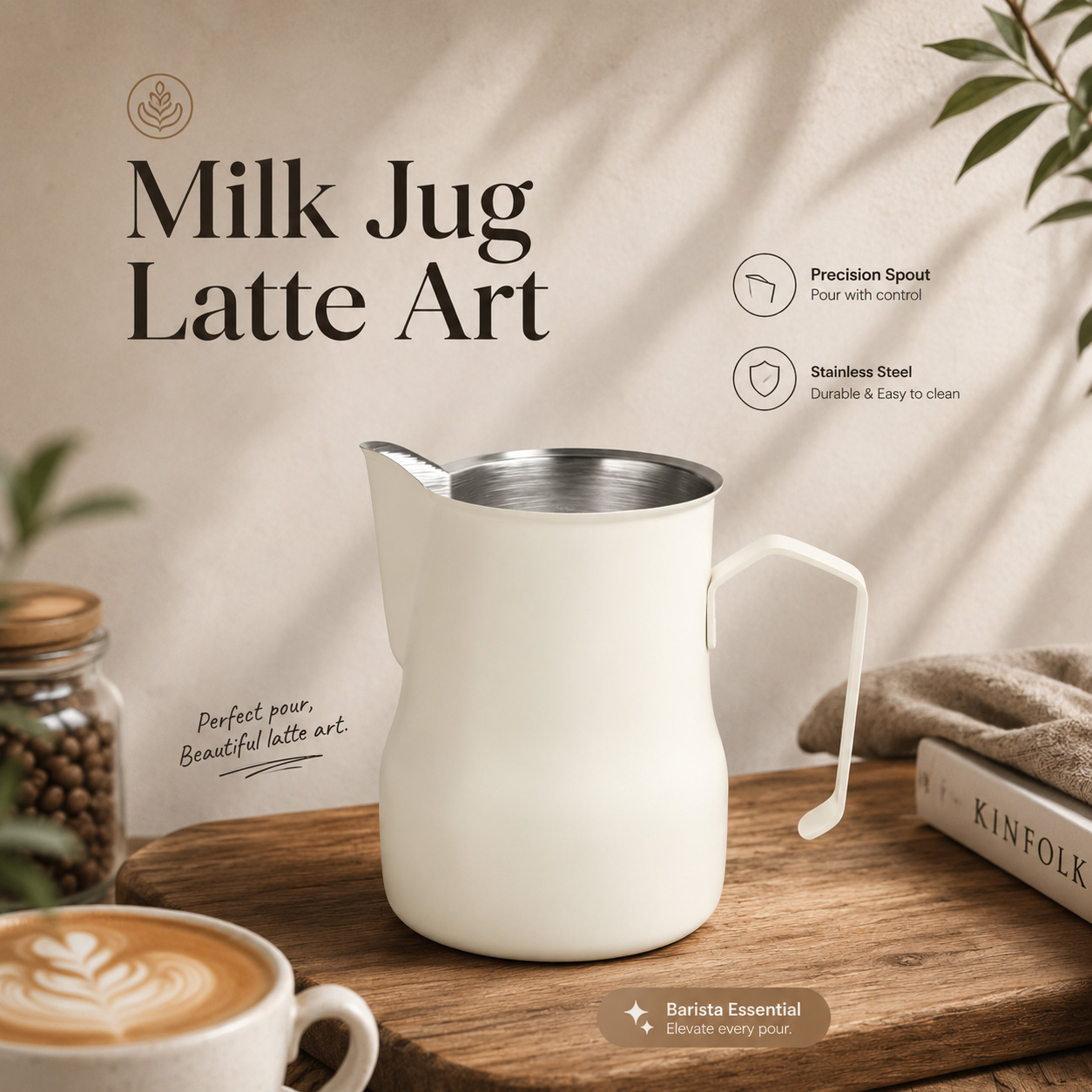 One Two Cups Milk Jug Pitcher Susu Latte Art Espresso Stainless Steel 480ml - AA050 Gambar produk One Two Cups Milk Jug Pitcher Susu Latte Art Espresso Stainless Steel 480ml - AA050 - Utama