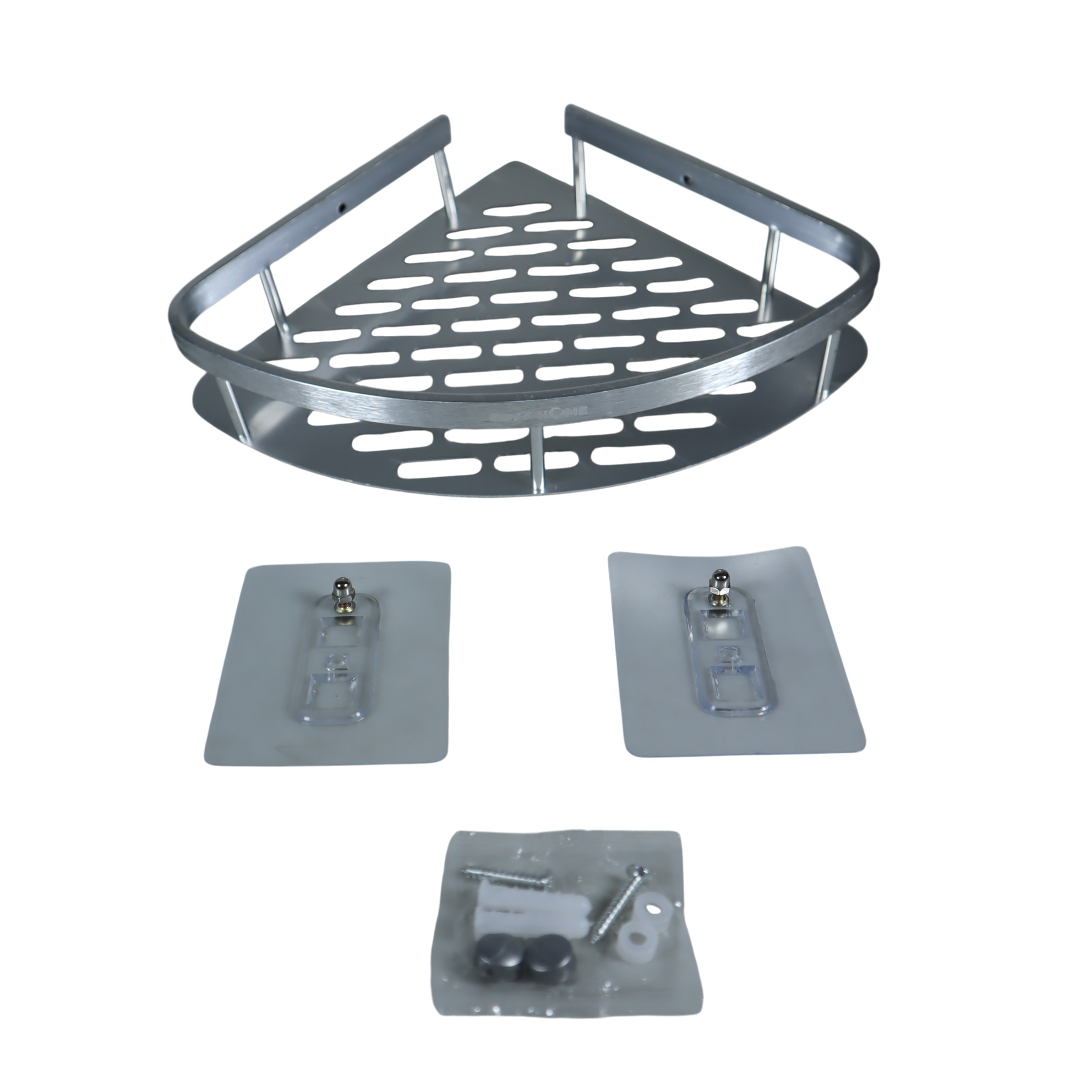 TaffHOME Rak Kamar Mandi Aluminium Triangular Bathroom Corner Shelf - RG2A Gambar produk TaffHOME Rak Kamar Mandi Aluminium Triangular Bathroom Corner Shelf - RG2A - 7