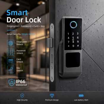 TaffHOME Smart Door Lock Fingerprint Password Card Waterproof IP66 - G23