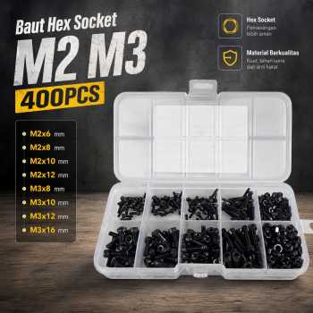 Taffware Baut Set Screw Bolt Nuts Hexagon Hex Socket M2 M3 400PCS - DIN912