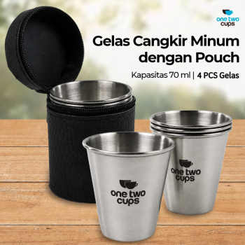 One Two Cups Set Gelas Camping Stainless Steel Travel Mug 70ml 4 PCS - S410