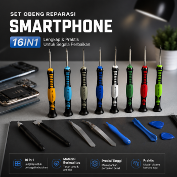 POWER Set Obeng Reparasi Smartphone Laptop Screwdriver Toolkit 16in1 - 2811