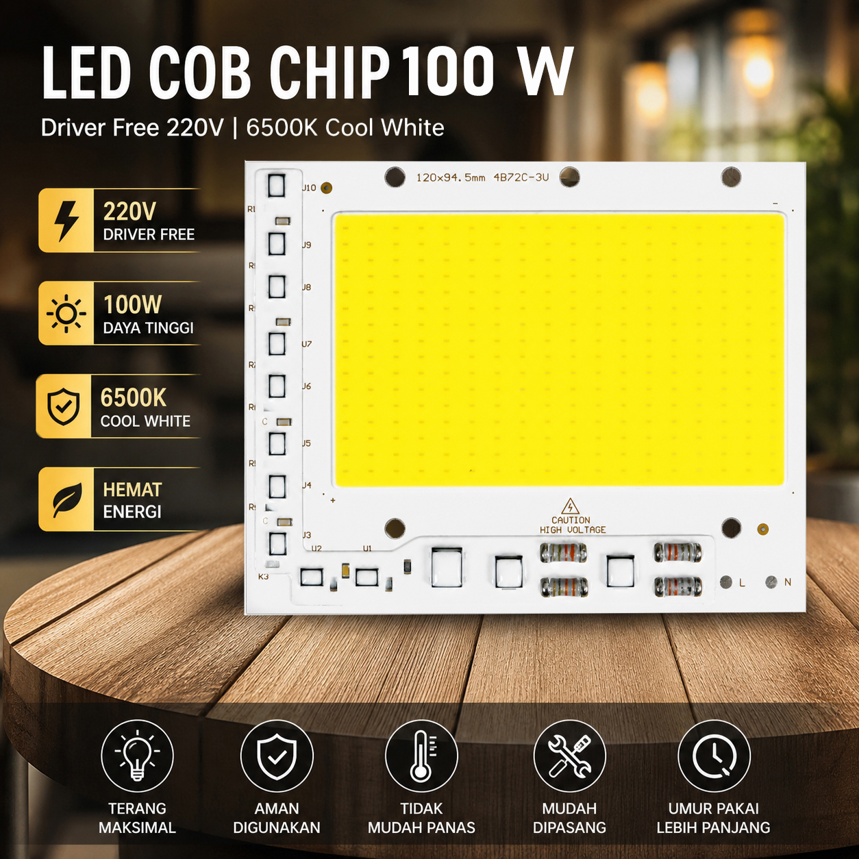 Ovicart LED COB Chip Driver Free 220V 5054 Lamp Board Beads 304 Cool White 6500K 100W - HO15 Gambar produk Ovicart LED COB Chip Driver Free 220V 5054 Lamp Board Beads 304 Cool White 6500K 100W - HO15 - Utama
