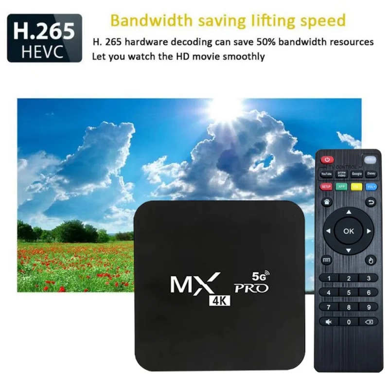 MX-PRO Set Top Box Android TV 4K 5G Dual WiFi Quad Core 1GB 8GB - X90 Gambar produk MX-PRO Set Top Box Android TV 4K 5G Dual WiFi Quad Core 1GB 8GB - X90 - 5