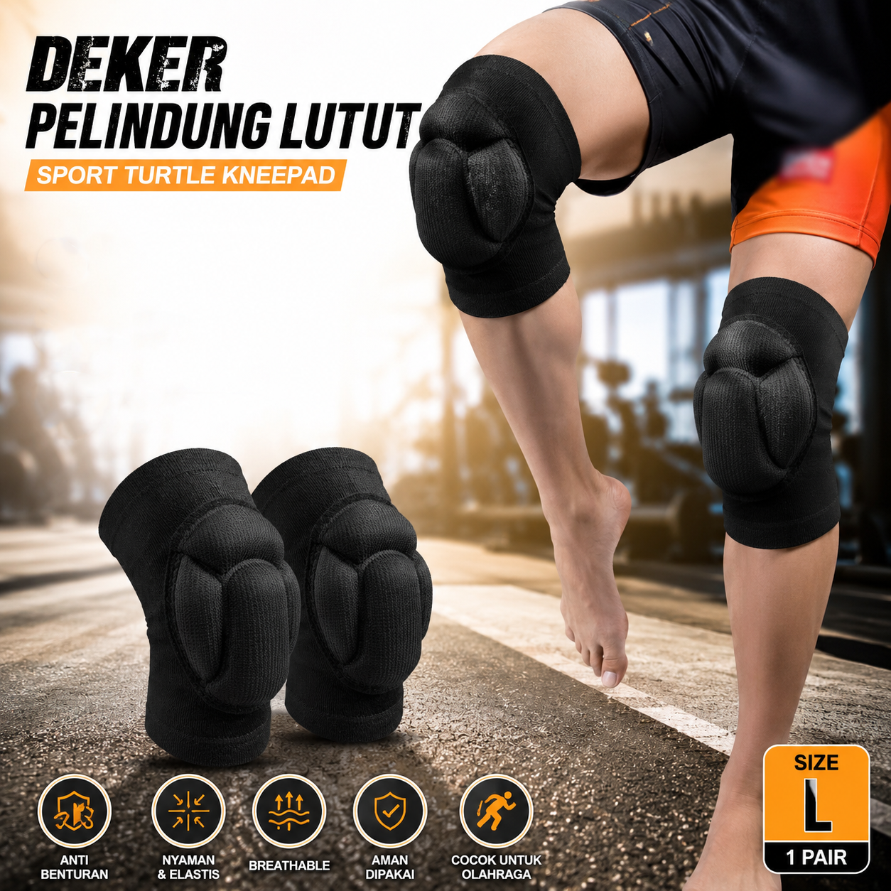 Karasu Deker Pelindung Lutut Sport Turtle Kneepad Gym Fitness 1 Pair L - INU65 Gambar produk Karasu Deker Pelindung Lutut Sport Turtle Kneepad Gym Fitness 1 Pair L - INU65 - Utama