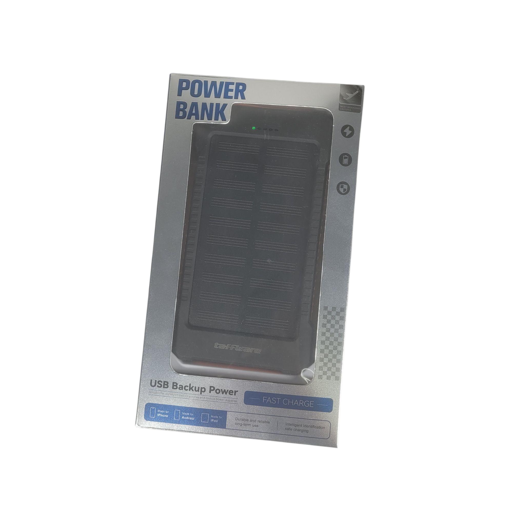 Taffware Power Bank 10000mAh Solar Flashlight Waterproof Dual USB Port - PS-P401 Gambar produk Taffware Power Bank 10000mAh Solar Flashlight Waterproof Dual USB Port - PS-P401 - Kemasan