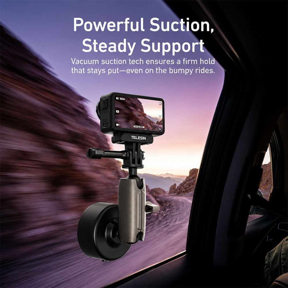 TELESIN Electric Suction Cup Mount For DJI Osmo Pocket 3 Dual Ball - S3-SUS-07 Gambar produk TELESIN Electric Suction Cup Mount For DJI Osmo Pocket 3 Dual Ball - S3-SUS-07 - 2