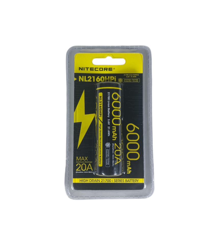 NITECORE Baterai Rechargeable 21700 3.6V 20A 6000mAh 1 PCS - NL2160HPi Gambar produk NITECORE Baterai Rechargeable 21700 3.6V 20A 6000mAh 1 PCS - NL2160HPi - Kemasan