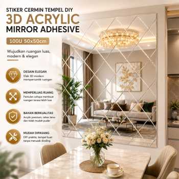 KANUSHI Stiker Cermin Tempel DIY 3D Acrylic Mirror Adhesive 100U - KN-100