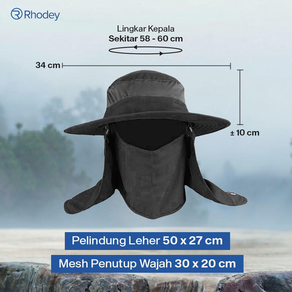 Rhodey Topi Rimba Outdoor Anti UV Waterproof Boonie Hat Nylon - AFS5 Gambar produk Rhodey Topi Rimba Outdoor Anti UV Waterproof Boonie Hat Nylon - AFS5 - 7