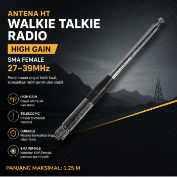 Roniware Antena HT Walkie Talkie Radio High Gain SMA Female 27-39MHz - RW48