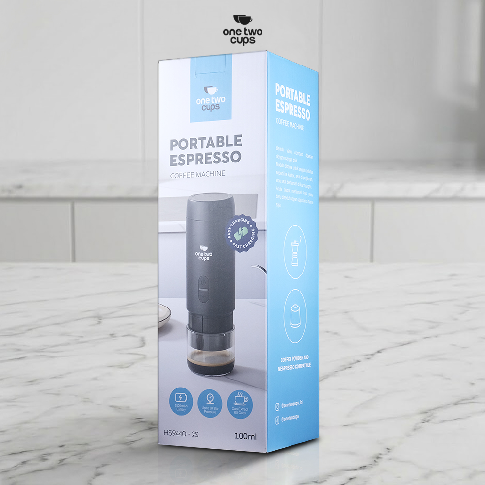 One Two Cups Portable Coffee Maker 2in1 20 Bar 1500mAh for Nespresso - HS9440-2S Gambar produk One Two Cups Portable Coffee Maker 2in1 20 Bar 1500mAh for Nespresso - HS9440-2S - Kemasan