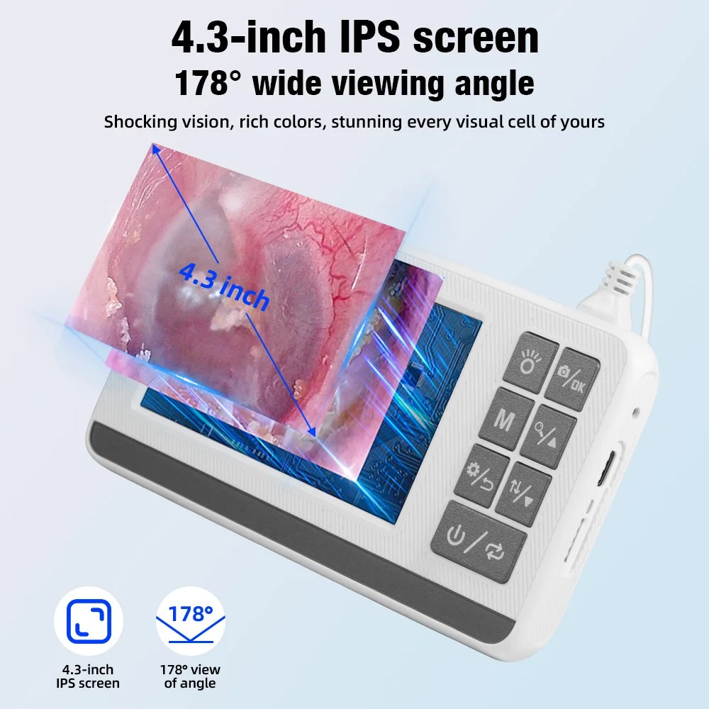 Taffware Kamera Pembersih Telinga Otoskop Endoscope 4.3 Inch IPS 1MP - P60 Gambar produk Taffware Kamera Pembersih Telinga Otoskop Endoscope 4.3 Inch IPS 1MP - P60 - 1