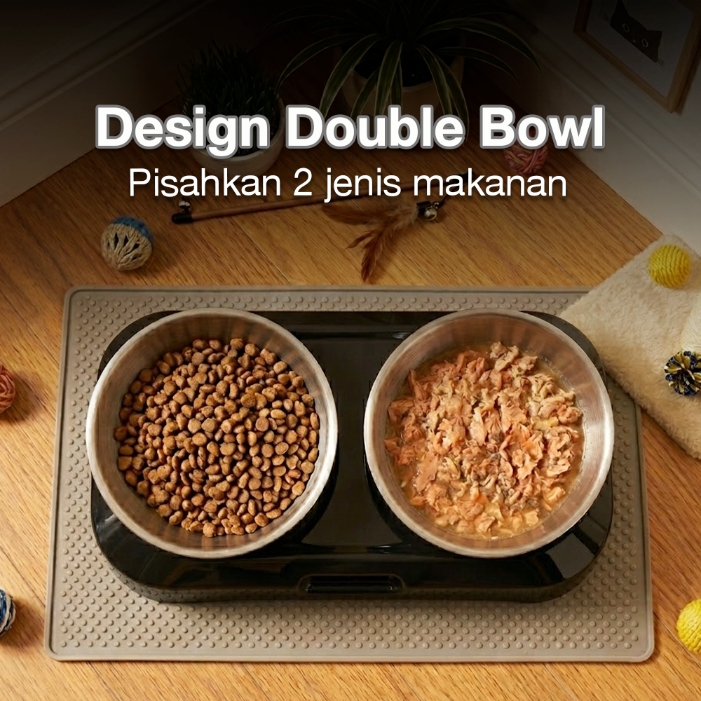OMEKA Tempat Makan Hewan Peliharaan Kucing Anjing Feeding Double Bowl - ORM10 Gambar produk OMEKA Tempat Makan Hewan Peliharaan Kucing Anjing Feeding Double Bowl - ORM10 - 1