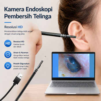 Gambar produk TaffOmicron Kamera Pembersih Telinga Korek Kuping Endoscope HD USB - EU-0