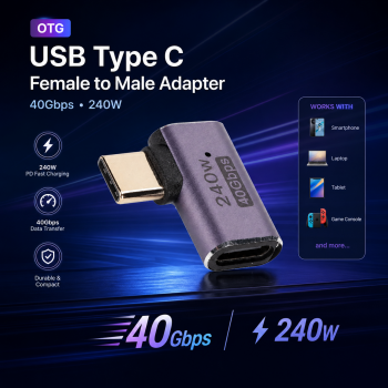 SHIWANA OTG USB Type C 4.0 Female to Male Adaptor 40Gbps 240W - SH-41