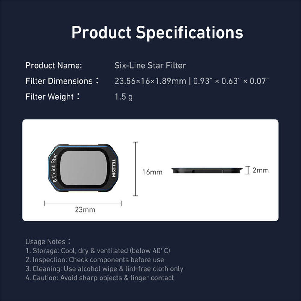Gambar produk TELESIN 6 Point Star Camera Lens Filter for DJI Osmo Pocket 3/4 - S5-FLT-51-TDJ - 4