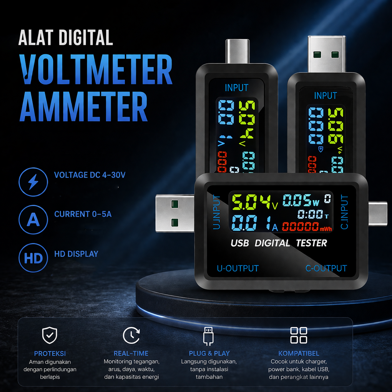 MORDENS Alat Digital Voltmeter Ammeter Pengukur Listrik DC LCD - MR545 Gambar produk MORDENS Alat Digital Voltmeter Ammeter Pengukur Listrik DC LCD - MR545 - Utama