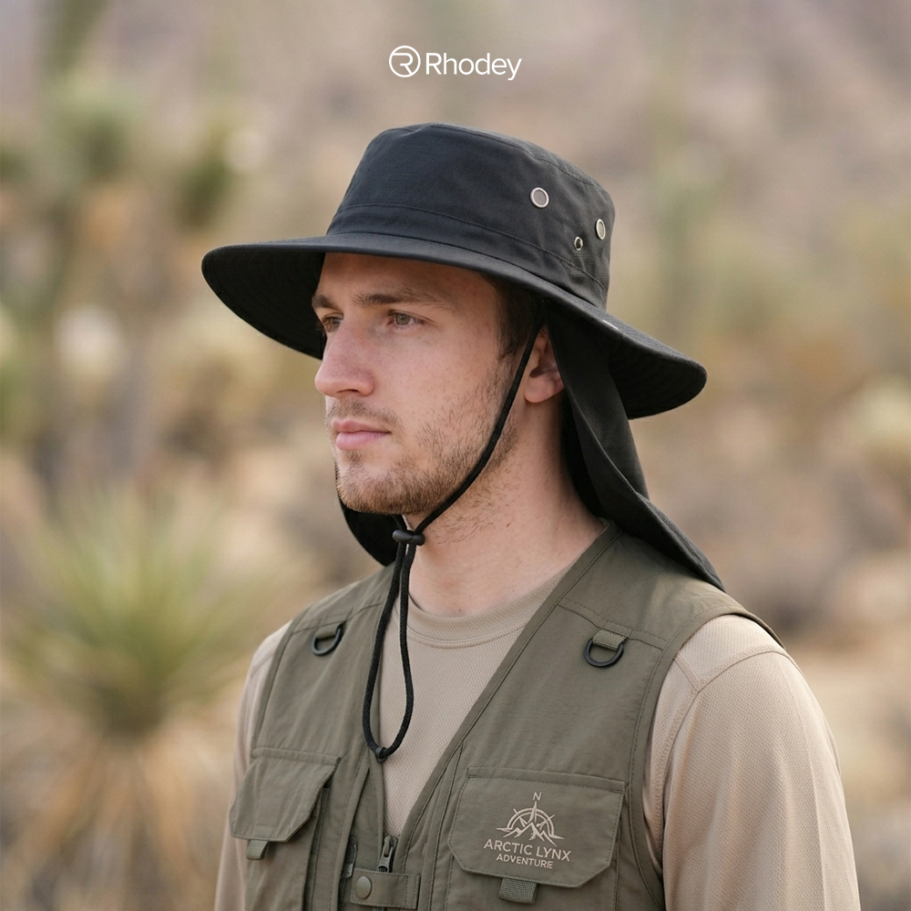 Rhodey Topi Rimba Outdoor Anti UV Boonie Hat Nylon with Neck Flap - PF005 Gambar produk Rhodey Topi Rimba Outdoor Anti UV Boonie Hat Nylon with Neck Flap - PF005 - 6