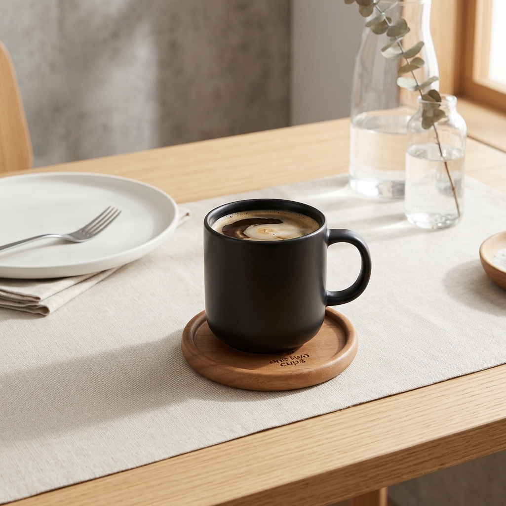 One Two Cups Coaster Kayu Tatakan Gelas Kopi Wood Holder - EQF310 Gambar produk One Two Cups Coaster Kayu Tatakan Gelas Kopi Wood Holder - EQF310 - 1