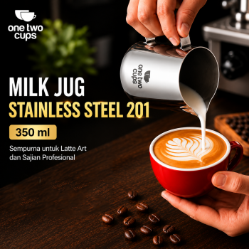 Gambar produk One Two Cups Milk Jug Pitcher Susu Latte Art Espresso Stainless Steel 350ml - J068