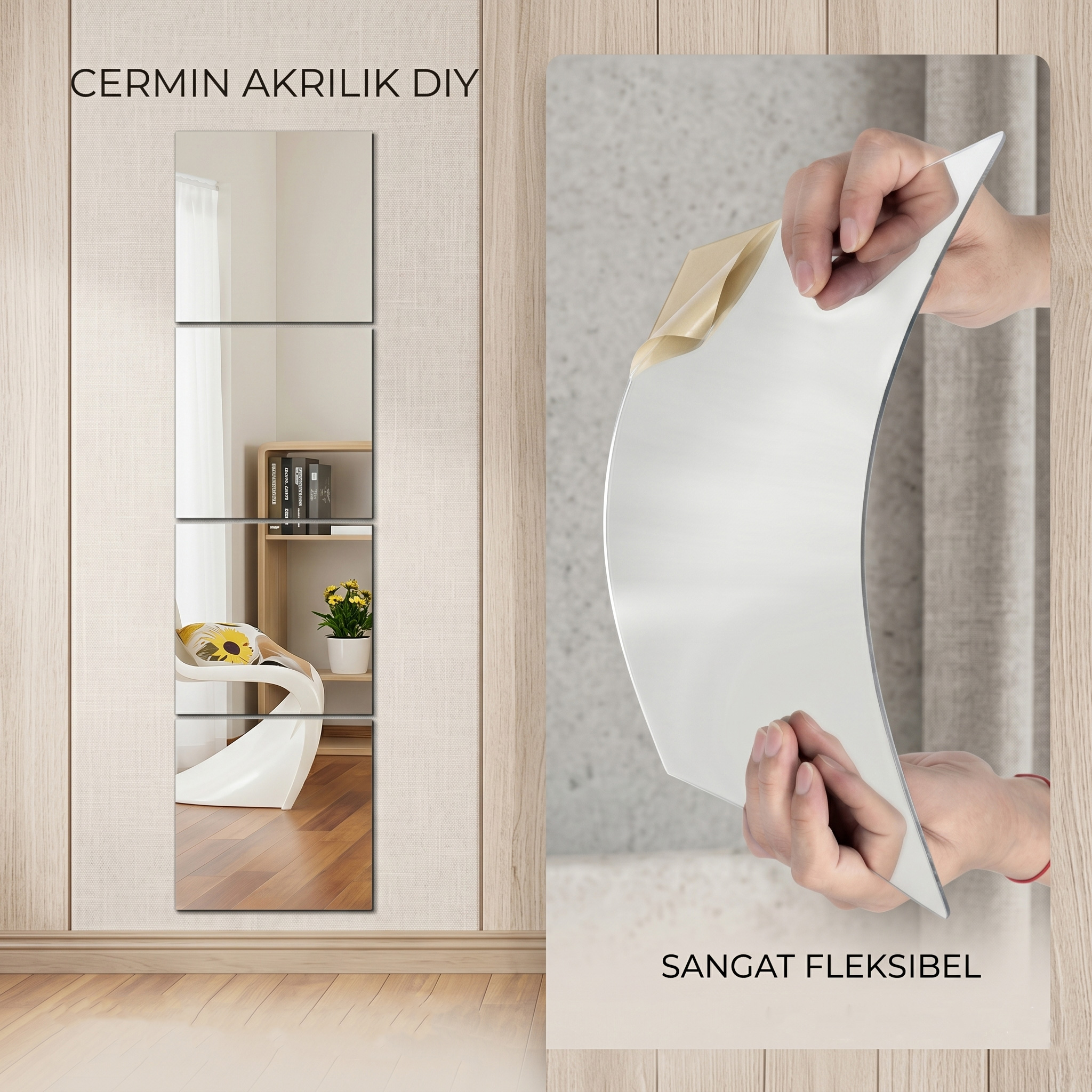LEVO Cermin Akrilik DIY Bathroom Mirrors Acrylic Wall Decorations Besar - L01 Gambar produk LEVO Cermin Akrilik DIY Bathroom Mirrors Acrylic Wall Decorations Besar - L01 - Utama