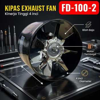 EXHI Kipas Exhaust Fan Kitchen Pembuangan Asap Dapur 20W Steel Copper - FD-100-2