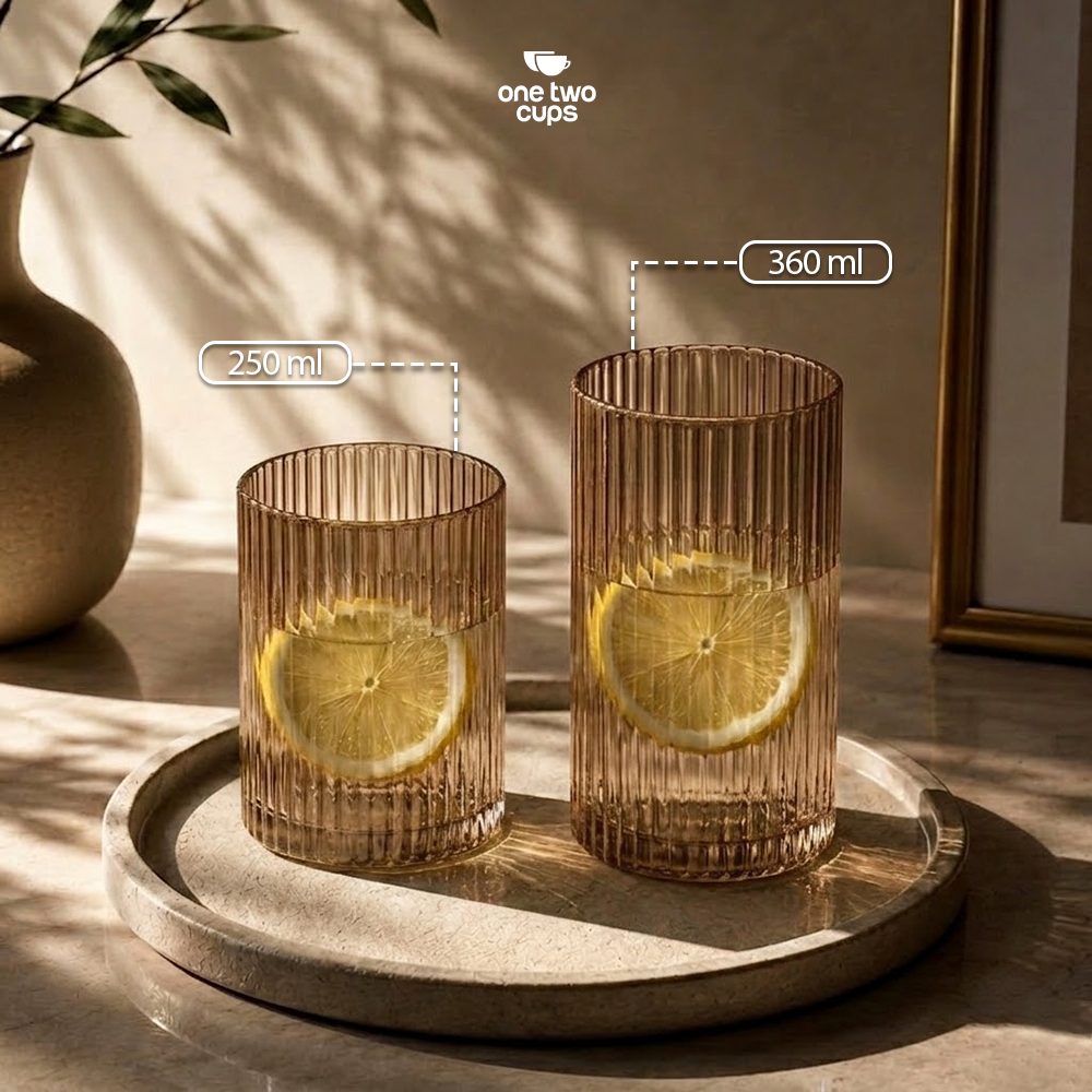 One Two Cups Gelas Kaca Aesthetic Kopi Teh Dirty Latte Stripe Glass 250ml - SH-25 Gambar produk One Two Cups Gelas Kaca Aesthetic Kopi Teh Dirty Latte Stripe Glass 250ml - SH-25 - 6